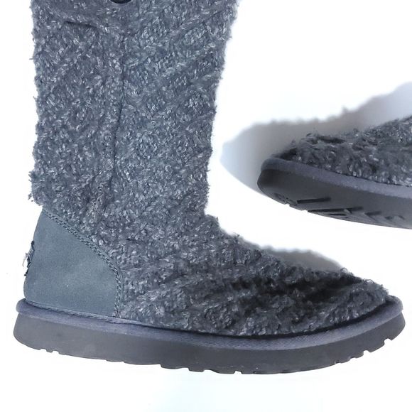 UGG Lattice Cardy Tall Sweater Boot Knit Boot Women's US Size 8 Gray - Picture 4 of 12